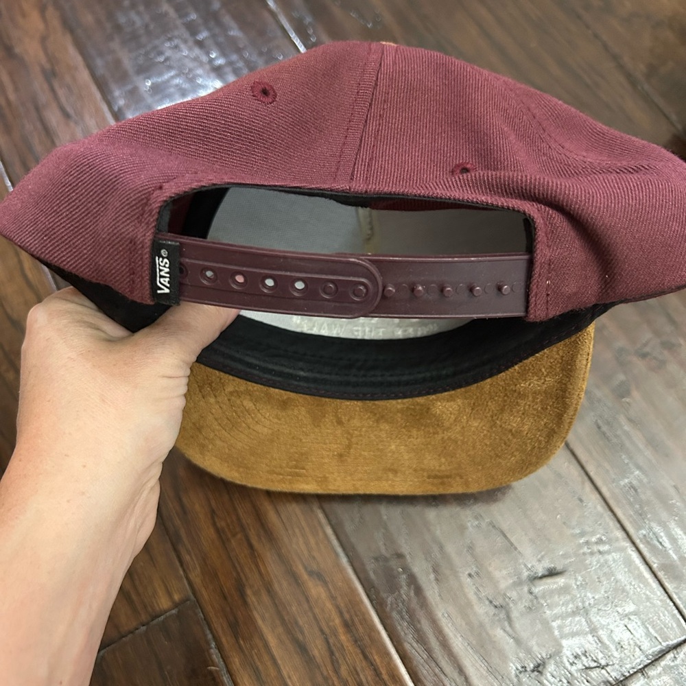 Vans Wabash Off The Wall Strapback Cap Hat Red Genuine Classic Faux Suede Bill - Picture 2 of 5